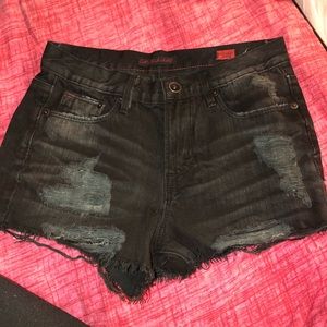 Distressed Black Short Shorts